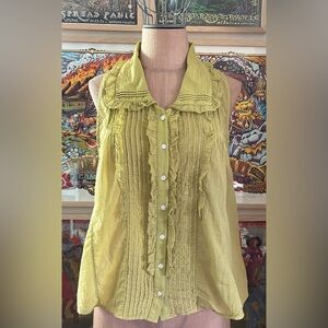 Free People chartreuse sleeveless top size medium